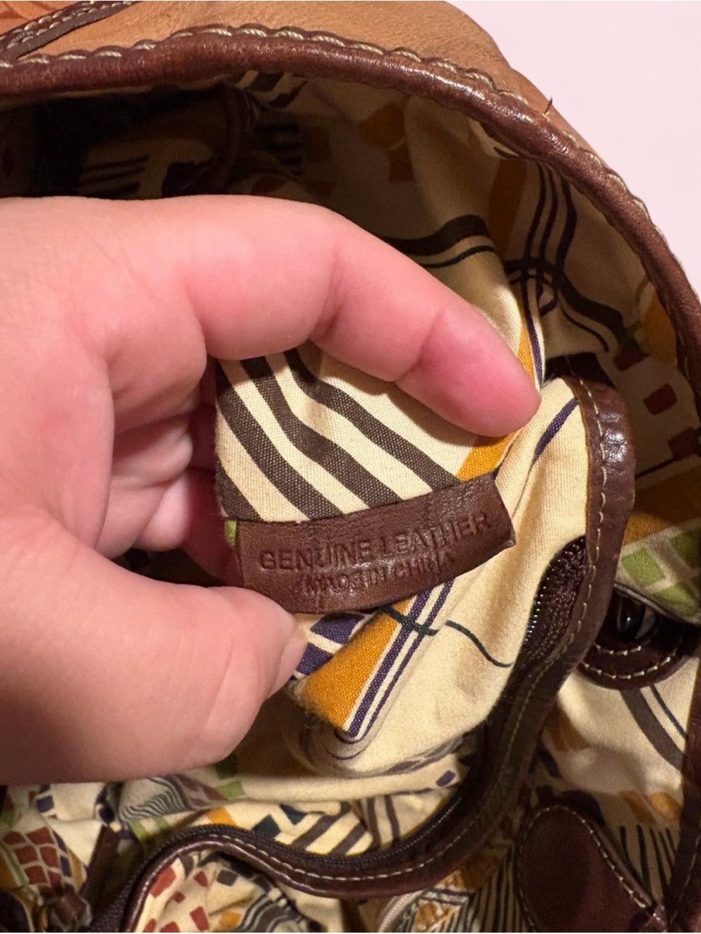 Fossil Tan Leaf-Embossed Leather Shoulder Bag - Picture 5 of 7